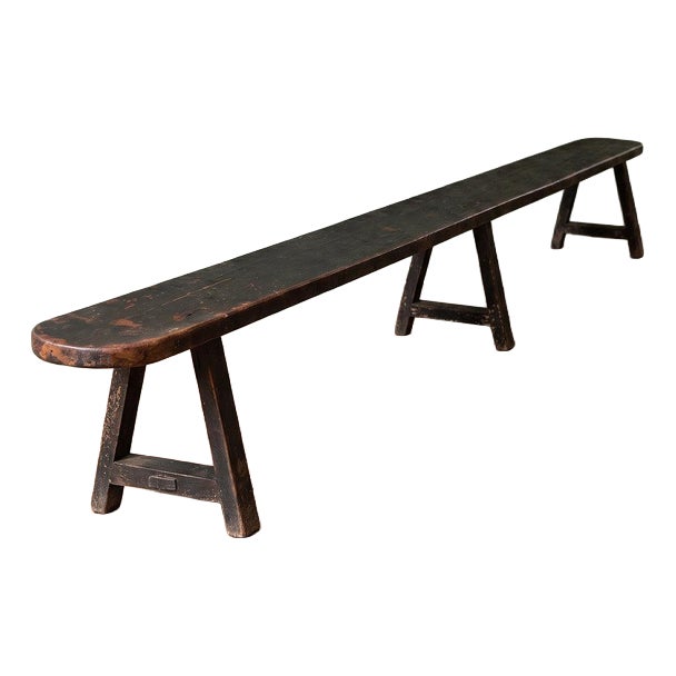 Antique French Provincial Wooden Bench For Sale