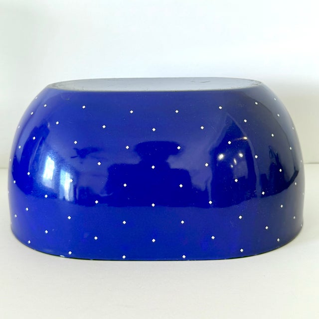 1960s Mid Century Modern Ampleur Ejiry Blue Oval Enamel Bowl W White Diamonds For Sale - Image 4 of 10