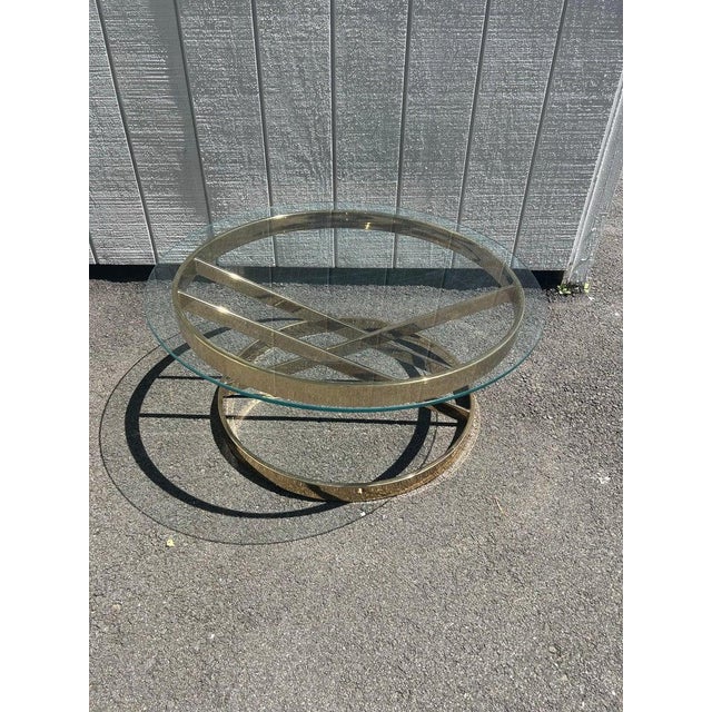 Brass Milo Baughman Round Brass and Glass Table For Sale - Image 8 of 18
