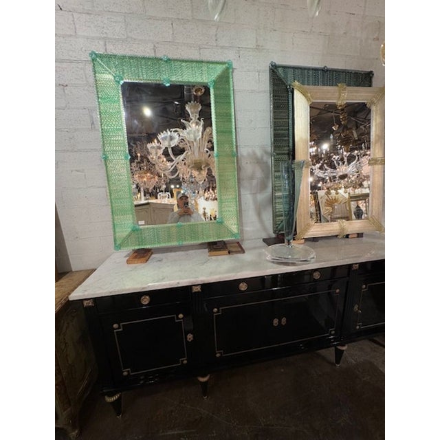 Murano Twist Glass Rod Mirror For Sale - Image 4 of 7