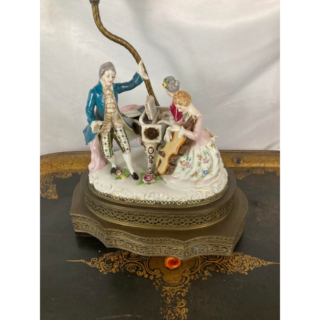 Vintage Musical Continental Porcelain Figurine Group Lamp Dresden Style For Sale - Image 17 of 17