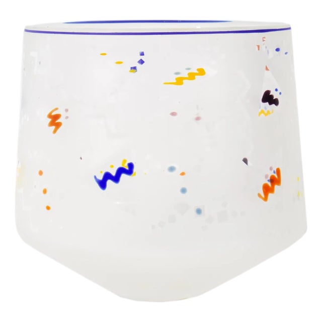 Tommie Rush Art Glass Vase With Geometric Design For Sale