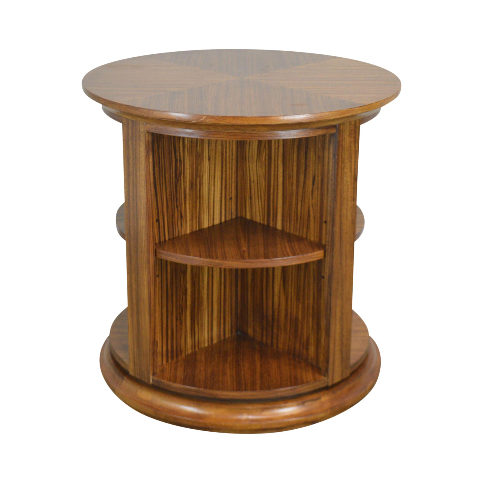 Zebrawood Round Revolving Library Bookcase Chairish