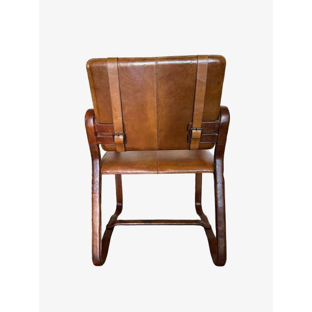 Ralph Lauren Style Rh Leather Buckle Chair - Jacques Adnet Style For Sale - Image 4 of 10