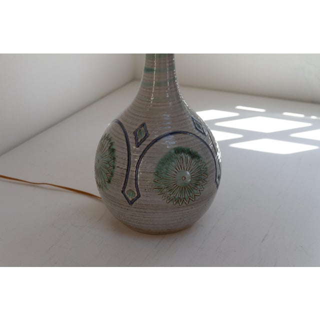 1960s Danish Modern Blue and Green Ceramic Table Lamp by Søholm, 1960s For Sale - Image 5 of 16