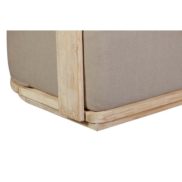 Eclipse Outdoor Solid Teak Wood Sofa Natural Look - Gray Fabric For Sale - Image 10 of 10