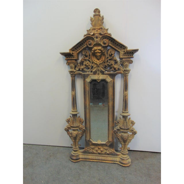 Glass Italian Baroque Style Figural Gold Gilt Mirror For Sale - Image 7 of 7