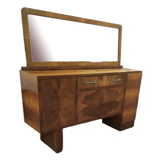 Art Deco Italian Credenza in Walnut with Mirrors For Sale