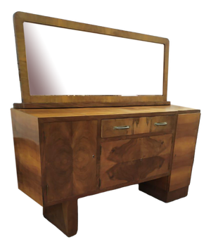 Art Deco Italian Credenza in Walnut with Mirrors