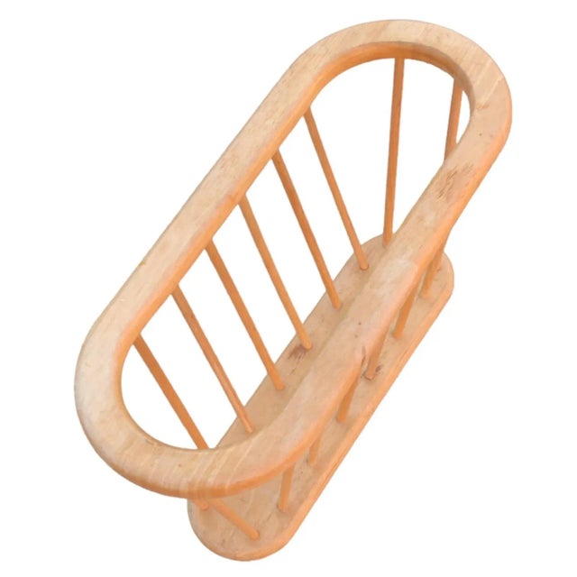 Arthur Umanoff 1970s MCM Bleached Pine Wood Urmanoff Style Spindle Magazine Rack For Sale - Image 4 of 5