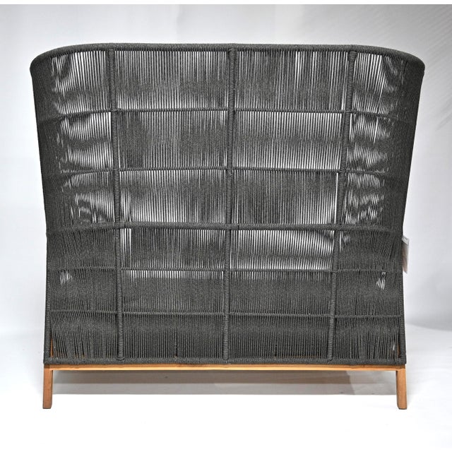 Walters Wicker Arbor High Back Outdoor Sofa in Grey Upholstery For Sale - Image 4 of 8