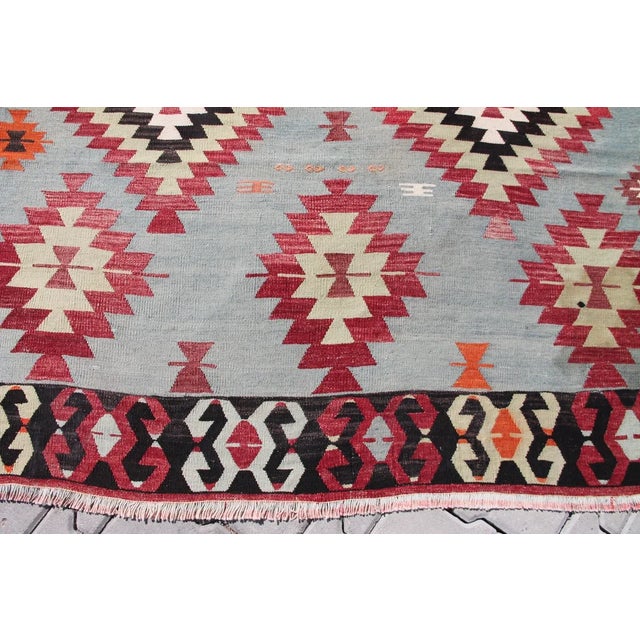 Gray Vintage Turkish Kilim Rug - 119" X 80" For Sale - Image 8 of 11