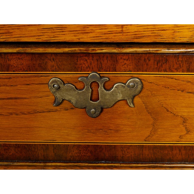 Wood English 19th Century Oak Dresser Base with Marquetry, Doors and Drawers For Sale - Image 7 of 12