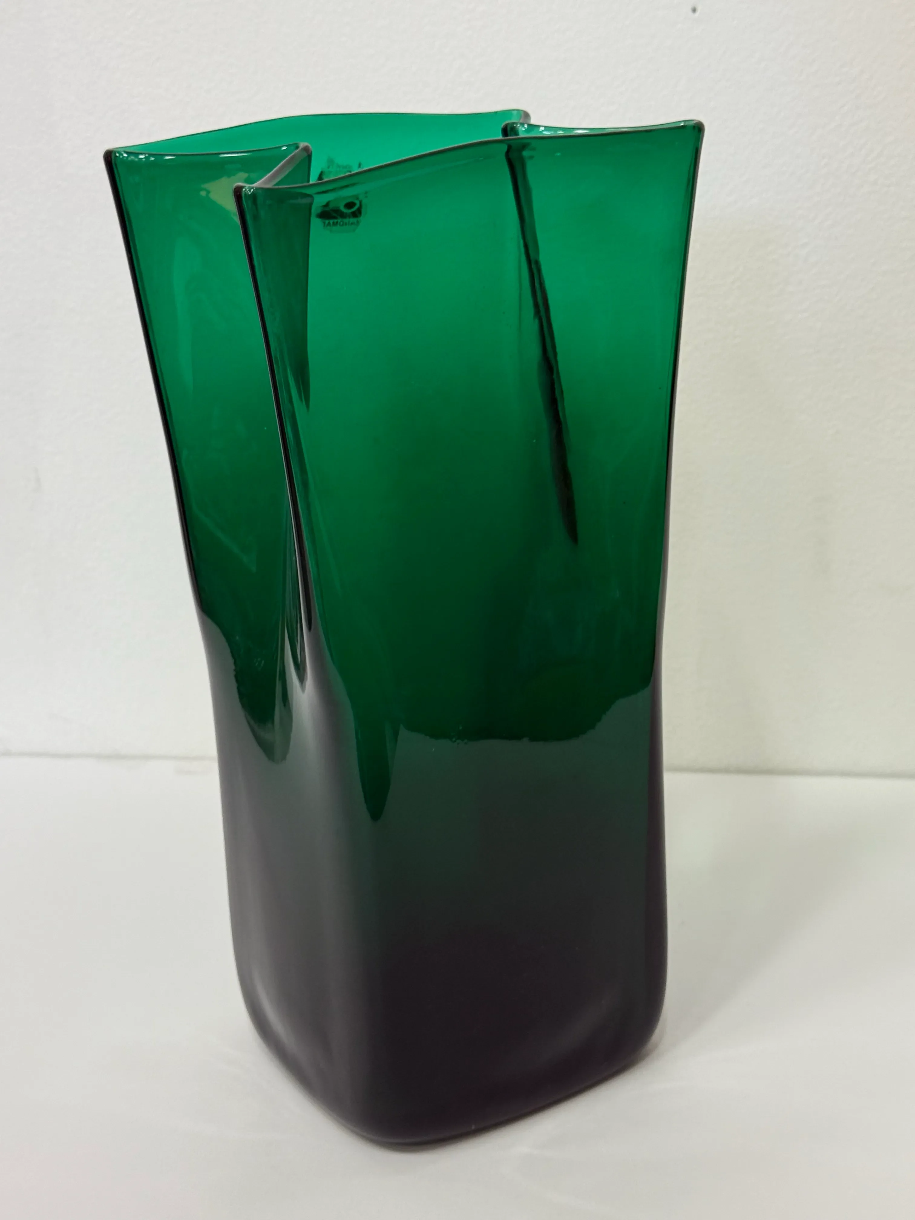 Vintage Blenko Paper Bag Blown Art Glass Vase American Mid-Century