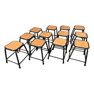 Vintage Industrial Stools, 1960, Set of 12 For Sale