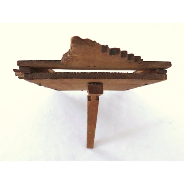 Folk Art Vintage Folk Art Carved Wood Photo Picture Frame Fits 5 1/2" X 3 1/2" Opening For Sale - Image 3 of 4