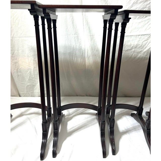 Set of 4 Antique Edwardian Quality Mahogany Nesting Tables For Sale - Image 12 of 12