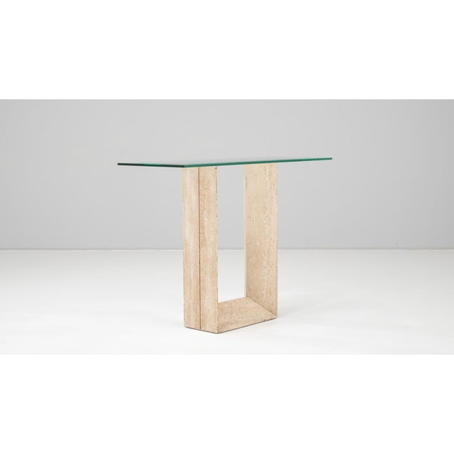 20th Century Italian Marble Side Table With Glass Top For Sale - Image 10 of 12