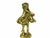Antique Finished Brass Bagpipe Player and Maiden With Distaff and Cat Figurines - Set of 2 For Sale - Image 4 of 6