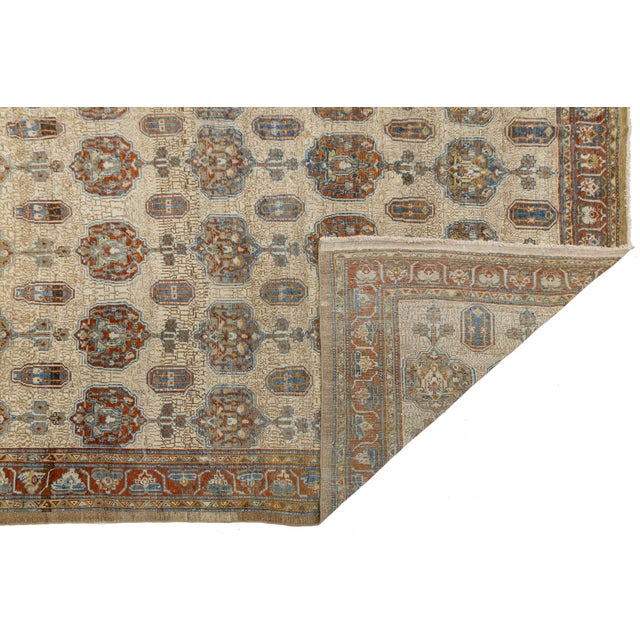 Islamic Unique Antique Serab Rug With Geometric All-Over Medallion Motif For Sale - Image 3 of 13