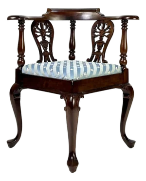 Vintage Key City Furniture Co. Queen Anne Style Mahogany Corner Chair