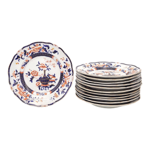 Set of Twelve "Auckland" Pattern Ironstone Dinner Plates, England Circa 1835