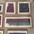 A striking collection of seven antique Kashmiri textile fragments, each individually mounted and presented in a...
