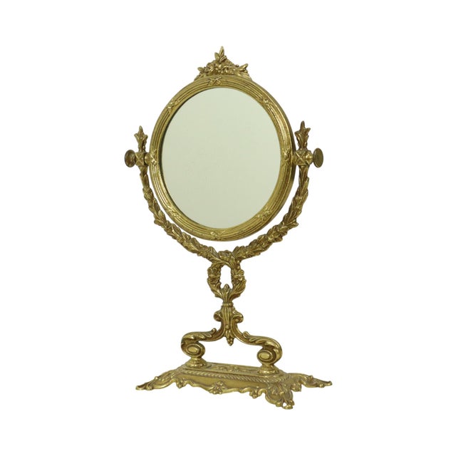 French classic tilting table mirror, dressing mirror made of brass or yellow copper, entirely in Baroque style, France,...