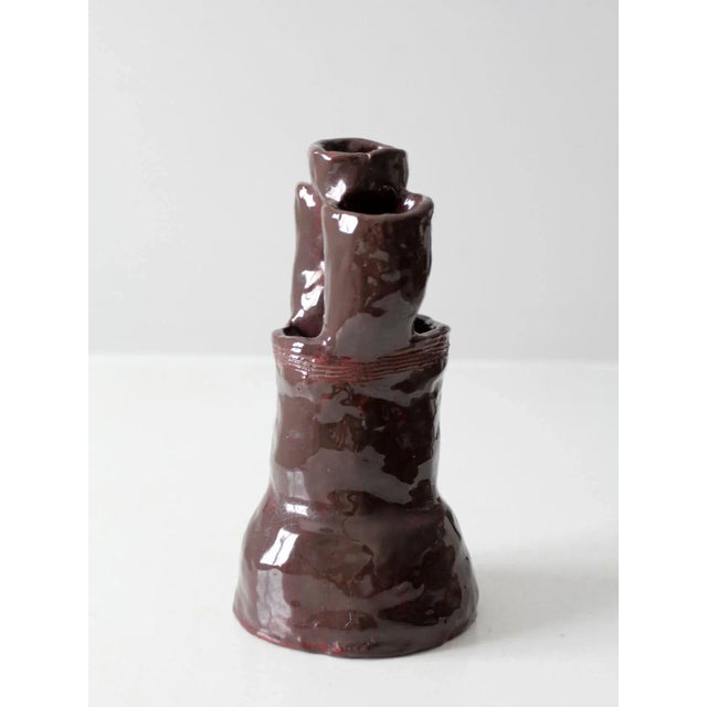 Late 20th Century Vintage Free Form Studio Pottery Vase For Sale - Image 5 of 9