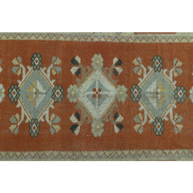 1970s Vintage Turkish Handmade Wool & Cotton Orange Area Rug For Sale - Image 10 of 11