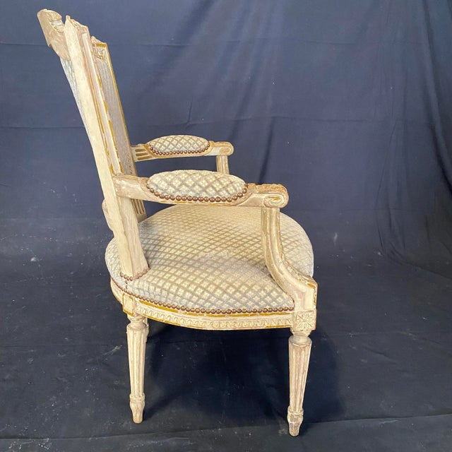 French Louis XVI 19th Century Armchairs -A Pair For Sale - Image 10 of 13