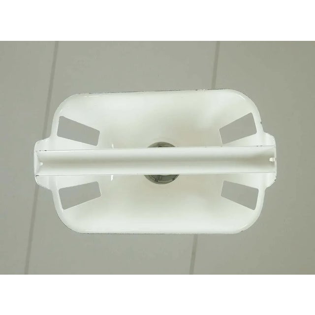 Late 20th Century Restored White Enameled Steel Industrial Pendant Light For Sale - Image 9 of 10