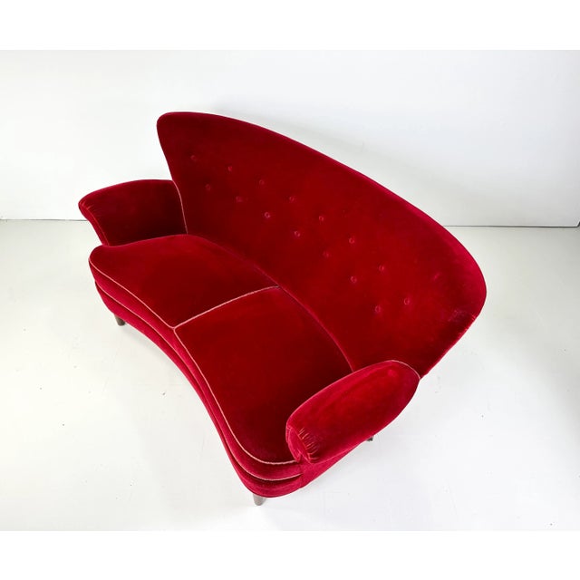 1940’s Curved Danish Sofa For Sale - Image 4 of 9