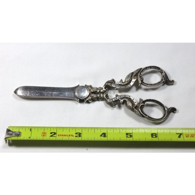 Fancy Antique Victorian Sterling Silver Grape Shears For Sale - Image 11 of 13