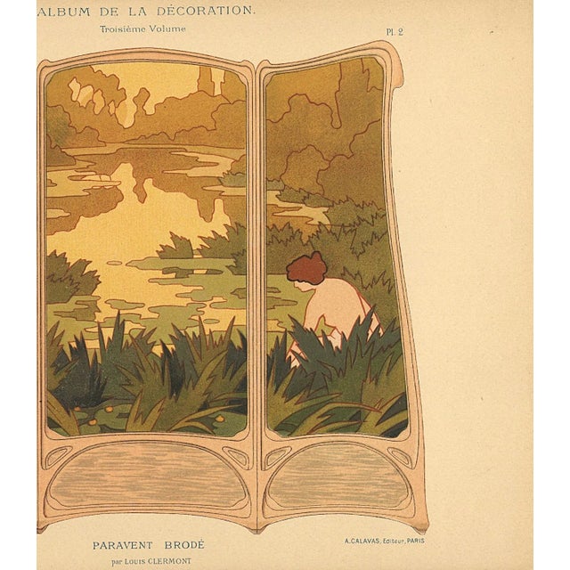 Art Nouveau C1900 Antique French Art Nouveau Landscape Lithograph For Sale - Image 3 of 3