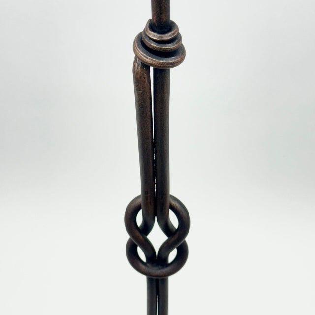 Hand Forged Iron Floor Candelabra (110cm) Hercules Knot Double Stem – Antique Copper or Gold Finish For Sale - Image 4 of 17
