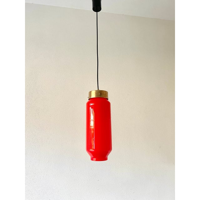 Mid-Century Modern Red Pendant Light attributed to Vetreria Vistosi Murano, 1960s For Sale - Image 11 of 15