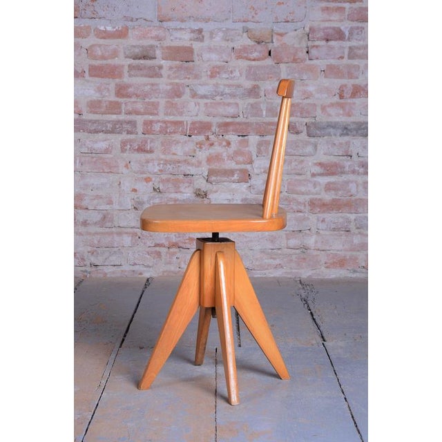 1960s Mid-Century Czech Beech Swivel Chair, 1960s For Sale - Image 5 of 10