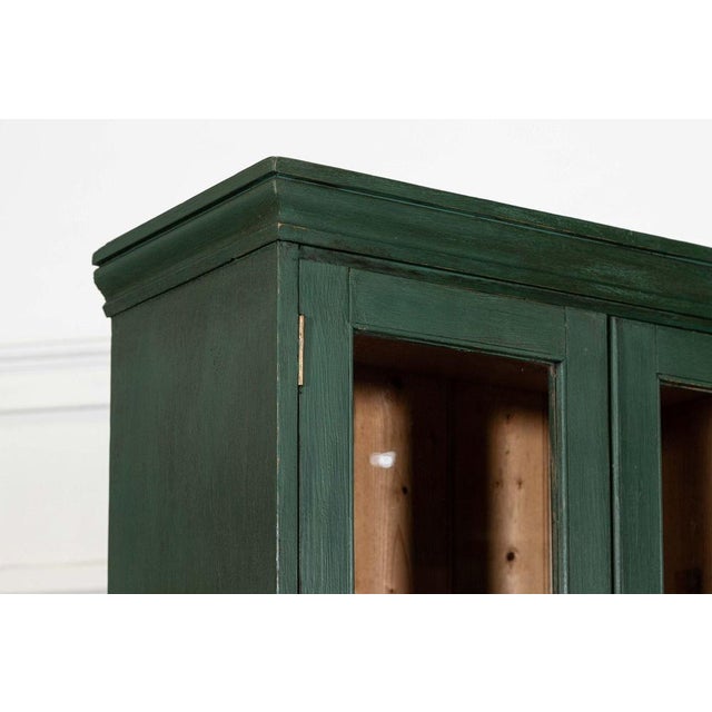 Green Large 19th Century English Pine Glazed Housekeepers Cabinet, 1880s For Sale - Image 8 of 18