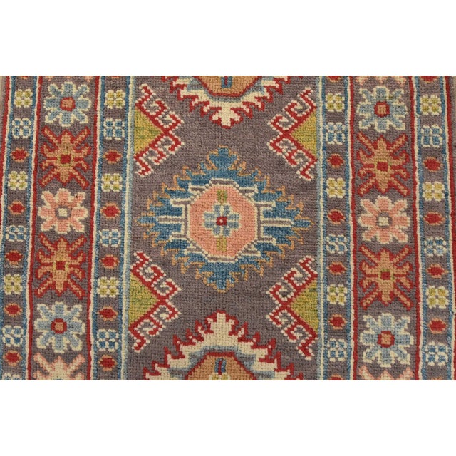 2020s Kazak Runner 2′ X 6′ Purple Wool Tribal Hand-Knotted Oriental Rug For Sale - Image 5 of 10