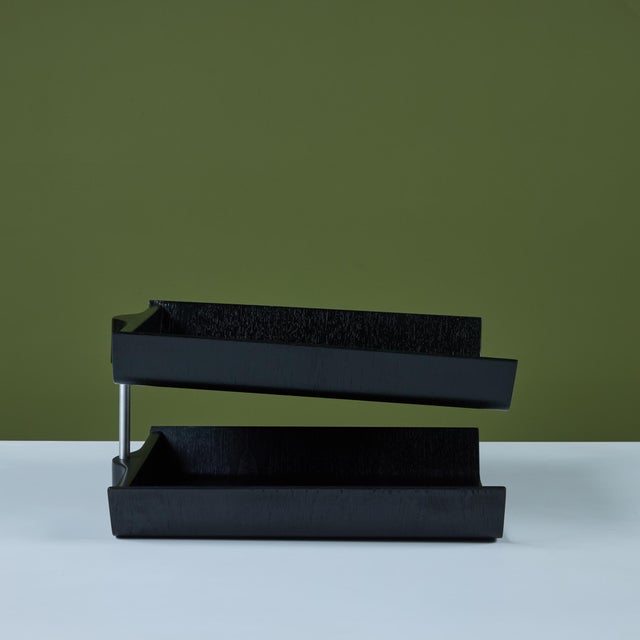 Wood Florence Knoll Two-Tier Ebonized Walnut Paper Tray For Sale - Image 7 of 12