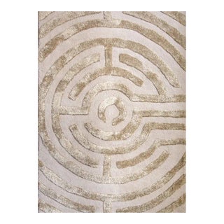 Lucca Hand-Tufted Maze Rug, Wheat Tan, 2x3 For Sale