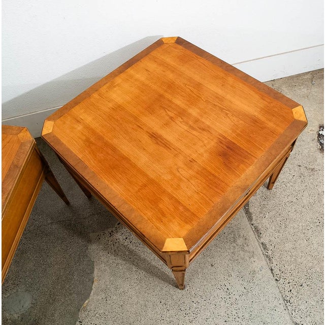 Brown 1960s Mid Century Modern Nightstands End Side Tables Cherry Brass Single Drawer MCM For Sale - Image 8 of 12