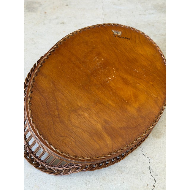 Vintage Coastal Rattan Flamingo Tray With Custom Decoupage Appliqué For Sale - Image 10 of 11