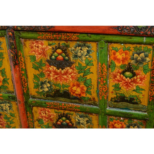 Red Painted Tibetan Cabinet For Sale - Image 8 of 8