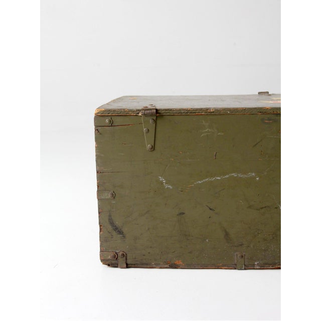 Wwii Military Storage Wooden Crate Trunk For Sale - Image 6 of 16