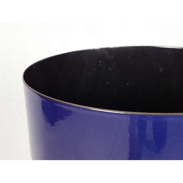 Italian Blue, White & Black Enameled Metal Umbrella Stand, 1960s For Sale - Image 10 of 14