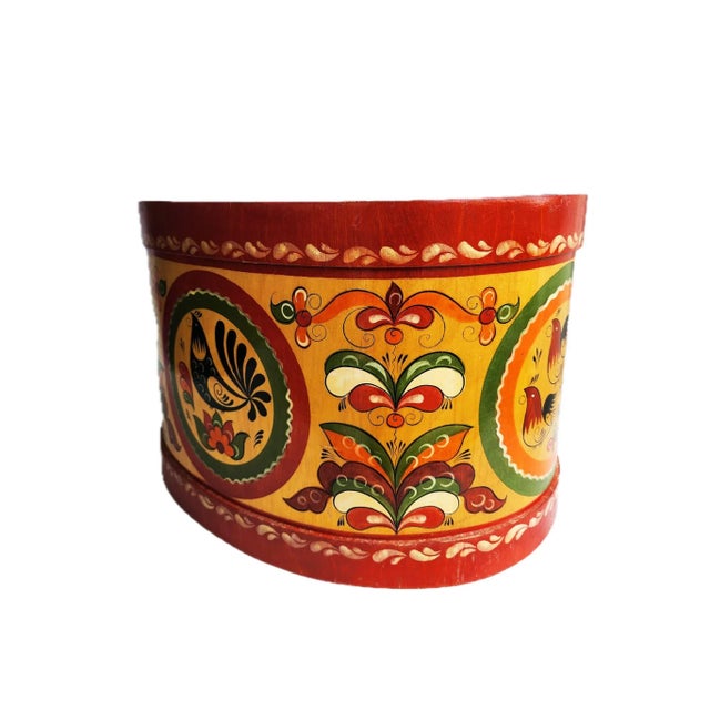 Folk Art Vintage Khokhloma Hand Painted Wood Craft Box For Sale - Image 3 of 12