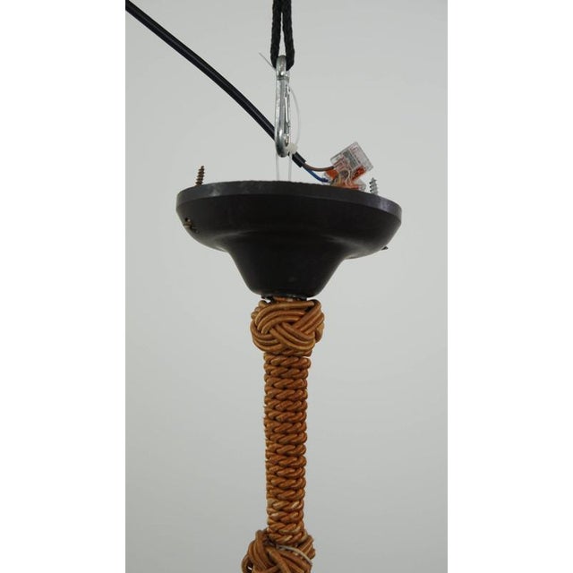 Vintage Art Deco Hanging Lamp in Soft Pink Marbled Glass For Sale - Image 6 of 7