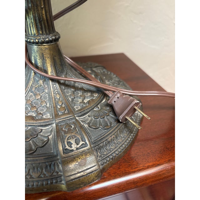1920s Art Nouveau Antique American Stained Glass Lamp For Sale - Image 10 of 10